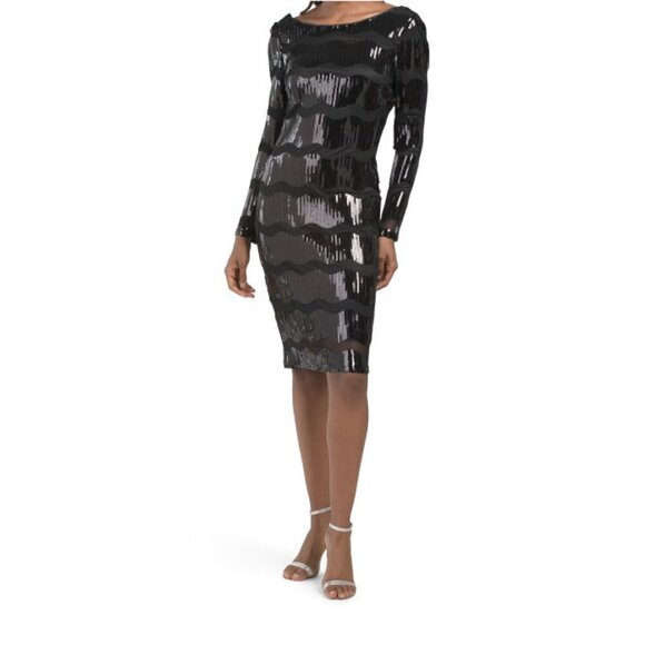 Nanette Nanette Lepore Wavy Sequin Striped Cocktail Evening Dress Size: 6 NWT - Picture 1 of 2